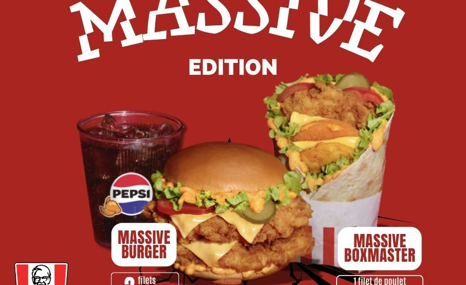 Menu KFC Massive Edition burger wrap Pepsi