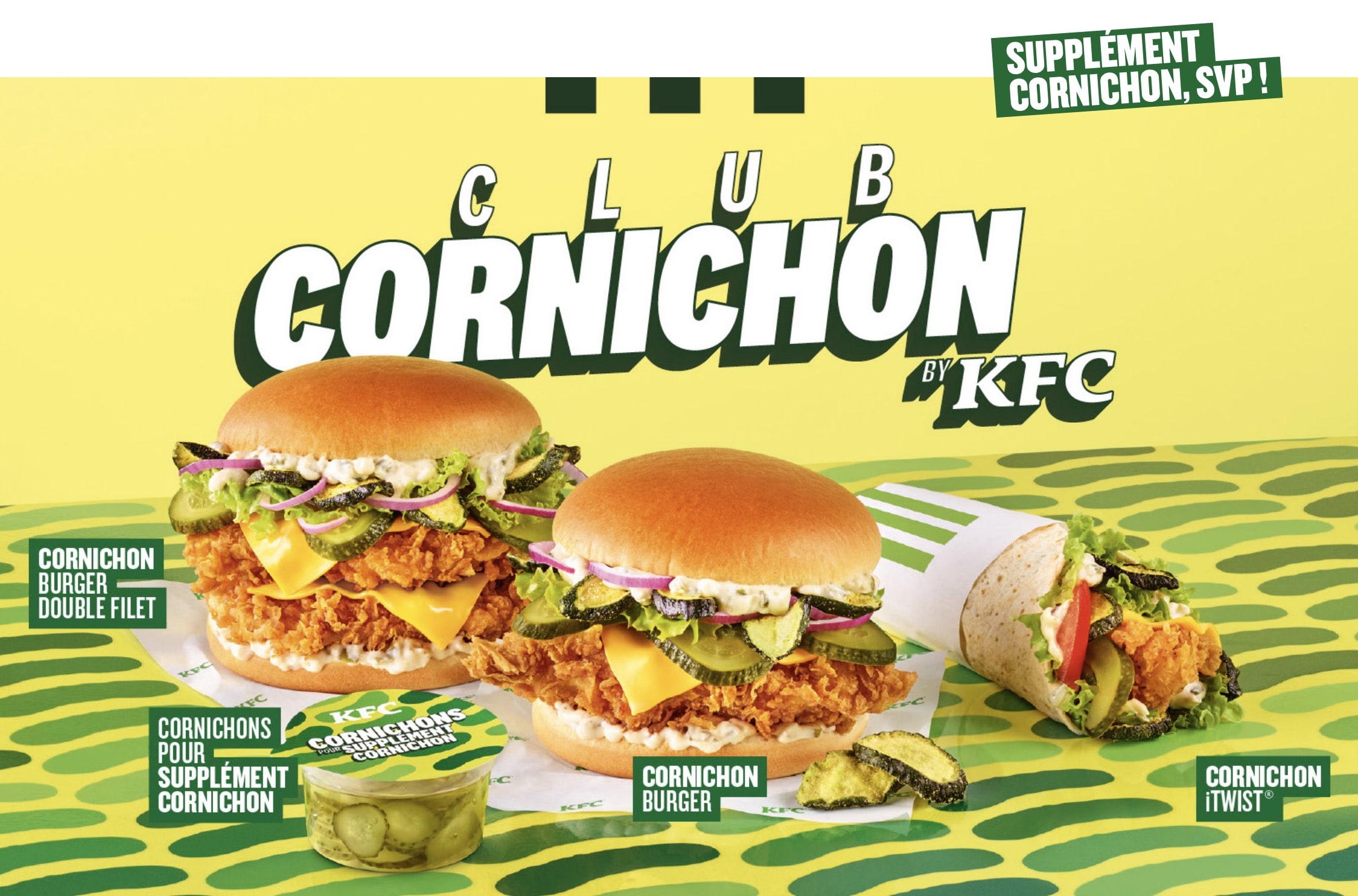 Burgers KFC Club Cornichon avec cornichons